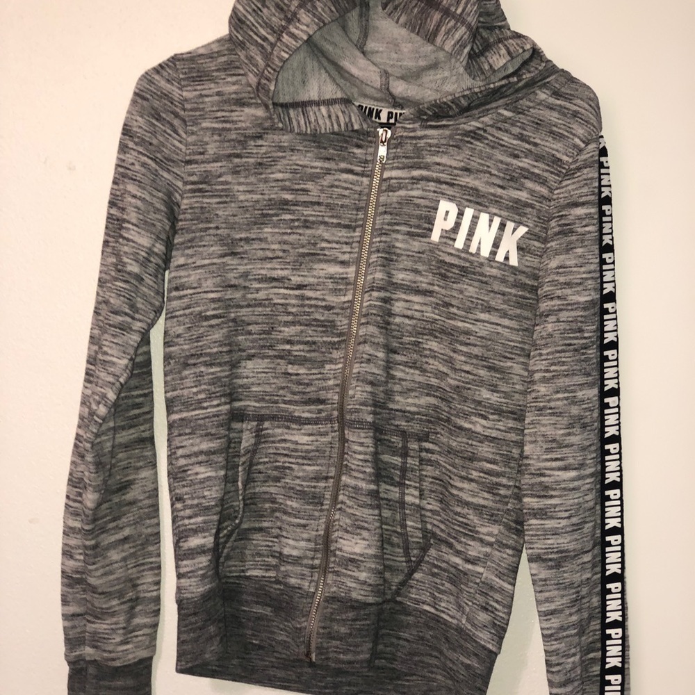 ⚜️ PINK VICTORIA SECRET LOGO STRIPE JACKET ⚜️✨